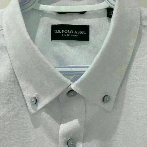U.S Polo Assn Men’s solid stretch Poplin long sleeve button down shirt XL 17.5 - Picture 6 of 11